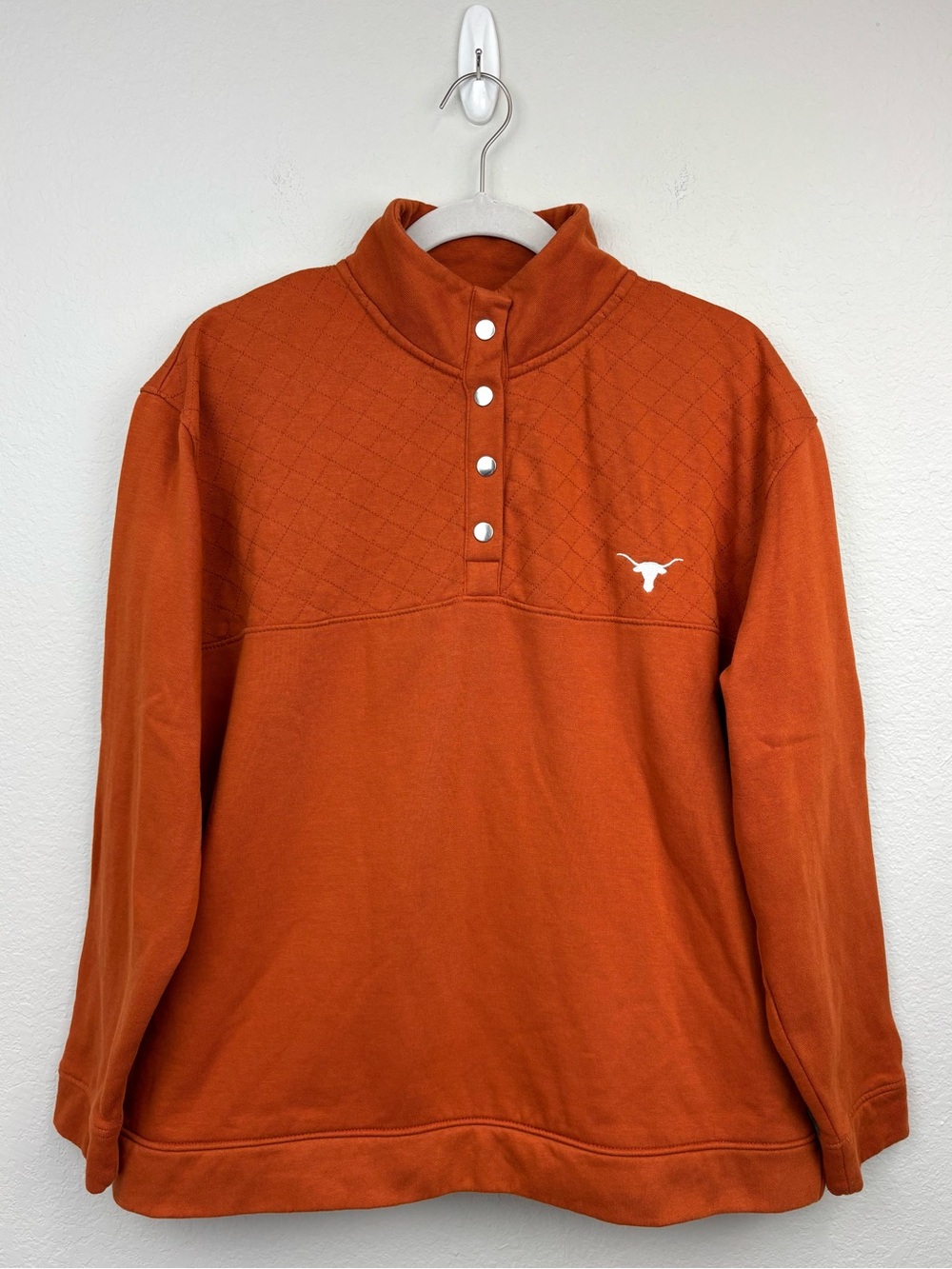 Texas Longhorns Women’s L Burnt Orange Quilted Snap Neck Pullover UT Austin
